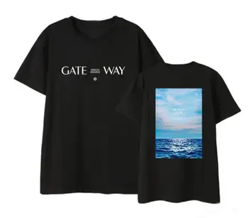 Kpop astro puerta de manera álbum de mismo 9 estilos de impresión o cuello de la camiseta para el verano de estilo unisex de la moda de manga corta t-shirt