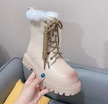 Invierno Nieve Botas de Damas Cómodo de Espesor Inferior Femenino de Tobillo Botas Casual Cómodo Cálido Zapatos de Mujer de Deslizamiento sobre la Nueva Moda