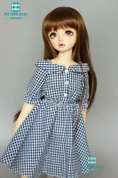 Moda azul Plaid vestido de ropa para muñecas encaja 1/4 muñecas BJD vestido de niña