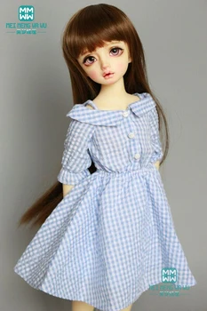 Moda azul Plaid vestido de ropa para muñecas encaja 1/4 muñecas BJD vestido de niña