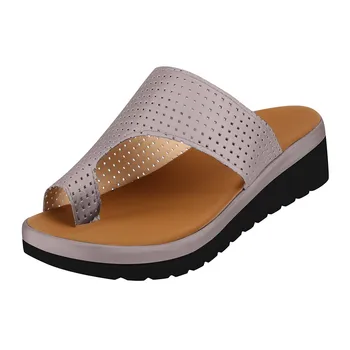 SAGACE la plataforma de Mujeres zapatillas resbaladizo dedo del pie de playa de verano de los zapatos de la moda retro de las señoras de fondo grueso dedo del pie zapatillas new listado de 2020