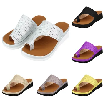 SAGACE la plataforma de Mujeres zapatillas resbaladizo dedo del pie de playa de verano de los zapatos de la moda retro de las señoras de fondo grueso dedo del pie zapatillas new listado de 2020