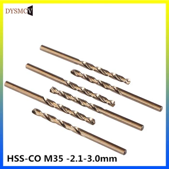 10PCS HSS-CO M35 de acero 2.1, 2.2, 2.3, 2.4, 2.5, 2.6, 2.7, 2.8, 2.9 3mmstraight manejar su vez brocas para acero inoxidable