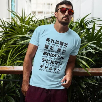 Devilman Llorón Akira Fudo Ryo Amon Anime Camisetas para los Hombres Uta Letra Divertida camiseta con cuello redondo de Algodón T Camisa de 2020