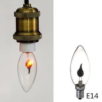 10PCS Edison Bombilla E14 E27 3W C35 C35L de la Llama de Fuego de la Iluminación de la Vendimia Efecto de Parpadeo de Tungsteno de la Novela de la Vela de la Lámpara de Naranja