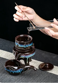 Exquisita Piedra de molienda de la forma de juego de té,hecho a Mano Olla de Té Taza de Establecer Ceremonia del Té Chino Regalo GungFu de la Taza de Té