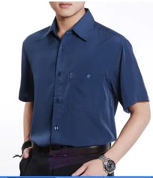Verano camisa casual de manga corta camisa de quinquagenarian fina camisa de seda de los hombres slim fit camisas M, L, XL, XXL, XXXL , XXXXL 15