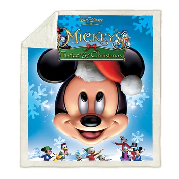 Disney de Navidad de dibujos animados de Mickey Minnie Mouse Suave Tirar de la Manta de la Sherpa Copia de los Niños Niñas Niños para Regalo de Navidad en Sofá Cama