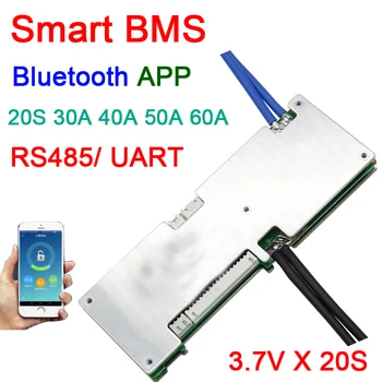 Smart 20S 72V 60A-30A Li-ion de la batería de litio de la junta de protección CON el equilibrio bms APLICACIÓN Bluetooth RS485 UART software de pc monitor