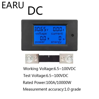 DC 6.5-100 0-100 0-20A Pantalla LCD Digital de la Corriente de Alimentación de Voltaje Medidor de Energía Multímetro Amperímetro Voltímetro 100A Shunt