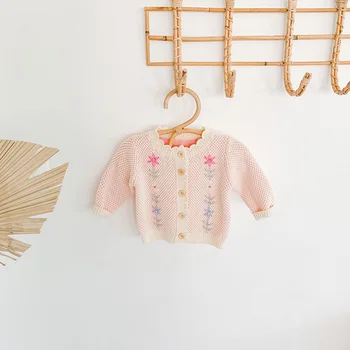 MILANCEL 2020 suéter de bebé recién nacido ropa de bebé hechos a mano bordados de flores cardigans de las niñas de bebé de prendas de punto