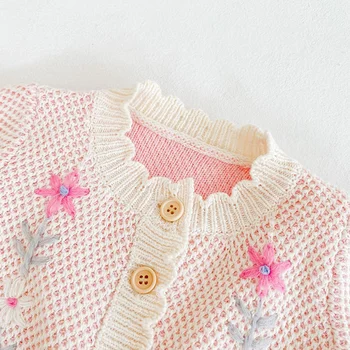 MILANCEL 2020 suéter de bebé recién nacido ropa de bebé hechos a mano bordados de flores cardigans de las niñas de bebé de prendas de punto