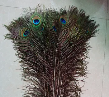 Mayorista 50pcs/lote de 25-30cm de 10-12 Pulgadas naturales hermosas plumas de pavo real ojos para DIY ropa de la decoración de la fiesta de la boda