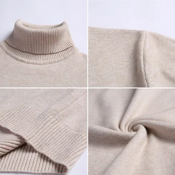 BROWON Marca-suéter de 2020 Slim Suéteres de los Hombres de la Capa de la Base Thickked de Cuello alto Suéter Suéter de los géneros de punto de Manga Larga Suéter Básico