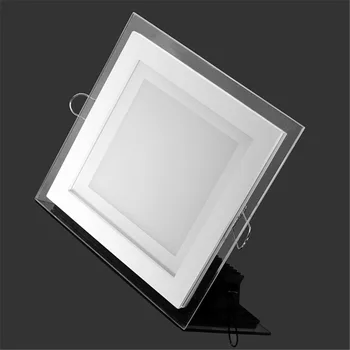 18 Vatios Panel del LED Downlight Cuadrado de Cristal de las Luces del Panel de Alto Brillo de Techo luminarias Empotrables AC85-265 Con adaptador