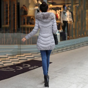 El invierno de las Mujeres de Parkas coreana de las Nuevas Mujeres de la Moda Collar de la Piel de Terciopelo Espesar Mujer Chaquetas Slim Cálidos Abrigos de Algodón de la Ropa