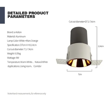 Aisilan Caliente de Diseño de la MAZORCA Trimless Ajustable Empotrado Led de interior Comercial de la Luz del Punto de la iluminación