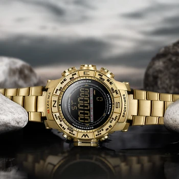 LED Digital Reloj de los Hombres de Negro de la Banda de Acero Inoxidable Casual para Hombre Relojes de Pulsera Impermeable Deporte Relogio Masculino Mizums Masculino Reloj