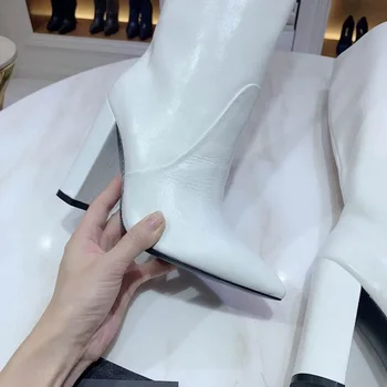 2020 Las Mujeres De Diseño De Zapatos De Cuero Genuino De Moda De Tacón Alto De Arranque Botas De Lujo