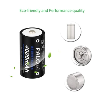 PALO 2 pcs 4000mAh 1.2 V tamaño c de ni-mh recargables de NiMH batería con baja auto-descarga para el hogar linterna calentador de agua de juguete