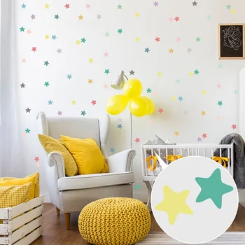 Color fivepointed estrella de la etiqueta engomada de la Pared habitaciones de los Niños de la habitación del Bebé Decorativos de pared de vinilo Impermeable Desmontable de decoración para el Hogar