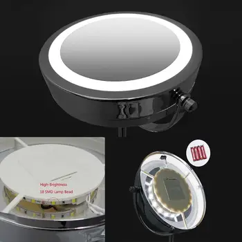 7 Pulgadas de Magnificación de 10x Circular de Maquillaje Espejo de Doble Cara LED de 360 Grados de Rotación, Espejo de aumento Lupa de Pie