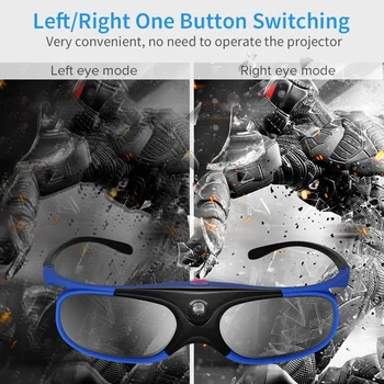 2Pcs de Obturador Activo Gafas DLP-Link Gafas 3D USB Recargable para Proyectores DLP LINK Compatible con el BenQ W1070 W700 Proyecto
