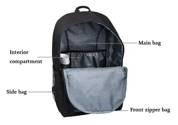 Nuevo Anti-ladrón Bolsa Luminoso de la Escuela de Bolsas Para los Niños Mochila del Estudiante 15-17 pulgadas mochila con Puerto de Carga USB de Bloqueo de la Cartera