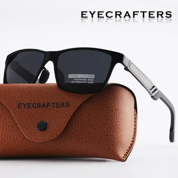 Eyecrafters Diseñador de los Hombres de Aluminio de Gafas de sol Polarizadas para Hombre de Conducción Espejo Gafas de Sol Retro Vintage Plaza de las Gafas Azules