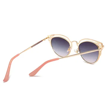 2021 Nueva Dama Retro Cat eye Gafas de sol de Marca Redonda de diseño de Marco de Metal de la Vendimia de Cobre de color Rosa Espejo de las Mujeres Gafas de Sol UV400