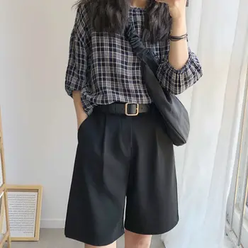 Pantalones cortos de las Mujeres Sólida Señora de la Oficina Informal partido Elegante Femenina ropa de Trabajo de Harajuku Simple Amplia de la Pierna de los Pantalones de Verano de la más nueva Moda