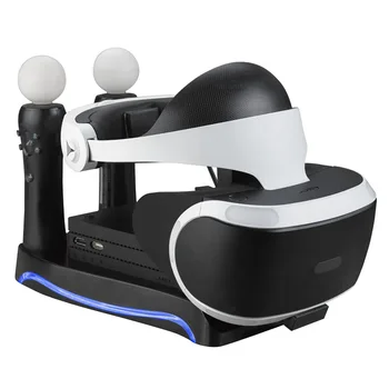4 in1 PS VR 2ª Generación Soporte Vertical PS4 VR Gafas Conector de Almacenamiento Kit de palanca de mando Estación de Carga con el enfriamiento de las luces