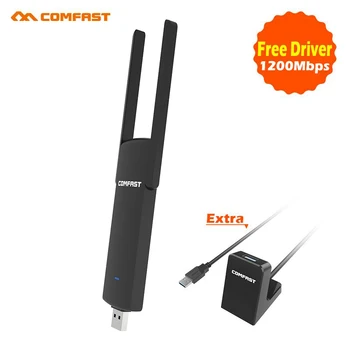 Comfast Potente Controlador Libre Mini Wifi 1200Mbps 2.4 G+5.8 G wireless USB de ca Adaptador WIFI puede coincidir con USB3.0 Cable de Extensión de base de uso