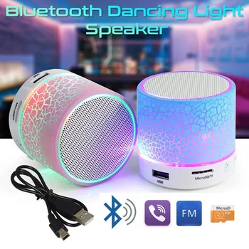Mini Altavoz Bluetooth con Luz LED Crackle Resplandor Reproductor de Música Portátil Soporte de Tarjeta TF Adecuado para la PC y el Teléfono Móvil
