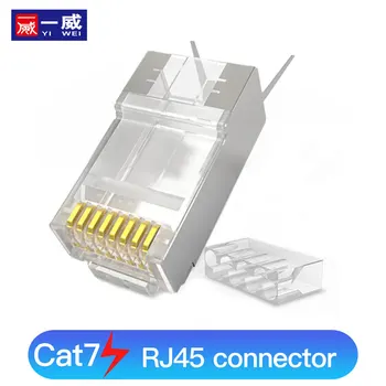YiWe cable de red RJ45 conector Ethernet conector del cable Cat6a Cat7 RJ45 plug escudo FTP 8P8C red de crimpar el conector modular CAT5E