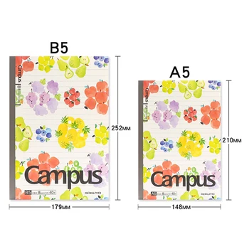 5 Libros de KOKUYO Fruta Campus de la Nota de la libreta A5 / B5 Simple Estudiantes Universitarios de Arte Exquisita Apuntes en Clase Lindo Pequeño Fresco de Papelería
