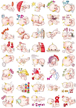 40pcs Nuevo bebé lindo de dibujos animados Pegatinas de Juguete para el BRICOLAJE, Libro de Ejercicios Diario de Juguetes Para Niños de Juguete de colores de la etiqueta Engomada