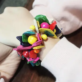 MANILAI de Madera hechos a Mano de cáscara de Coco Strand Pulseras de las Mujeres de Bohemia del Babero de la Joyería de Perlas de Estiramiento brazaletes de las Pulseras