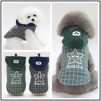 Sonrisa Sudadera con capucha para Mascotas Ropa de la Estrella de dibujos animados para Ropa de Perro Pequeño Traje de Algodón de Yorkshire Caliente de Impresión Perros de Invierno Verde Chico Mascotas