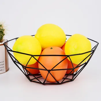 Indefinido 1Piece Tazón de Fruta BasketSimple estilo Geométrico Frutas Vegetales Cesta de Alambre de Metal Recipiente de Almacenamiento para la Cocina de Escritorio de metal .
