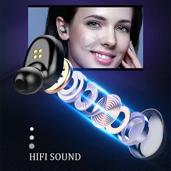 FDGAO TWS Auriculares Inalámbricos Bluetooth 5.0 Auriculares agua IPX7 Deportes Auricular 9D Sonido Estéreo de Auriculares con Caja de Carga
