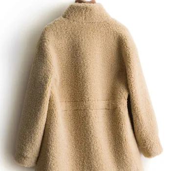 BARESKIY damas de cachemira abrigo de punto abrigo solapa de manga larga suéter de color sólido delgado capa gruesa de corea caliente nuevo abrigo de cachemira