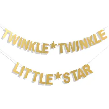 FunPa Parte De La Carta De Papel De Banner Twinkle Twinkle Little Star Patrón De Cartel De Fiesta De Brillo Banner Para Baby Shower Partido Nueva Decoración