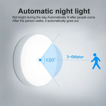 6 LED del Sensor de Movimiento PIR Luz de Noche Automática De encendido/Apagado Para el Dormitorio de Gabinete USB Inalámbrico Recargable Blanco Cálido/Blanco Luz
