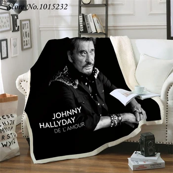 Johnny Hallyday Personaje Divertido de la Manta de la Impresión en 3D de Sherpa Manta en la Cama Textiles para el Hogar de Ensueño por el Estilo