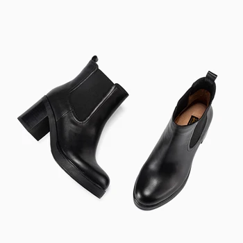 Donna-en las Mujeres de Cuero Genuino Botas de Nieve de Lana de Piel de Invierno Cálido Botines de Plataforma Zapatos de Tacón Alto 2020 Nuevas Chelsea Botas de Tobillo