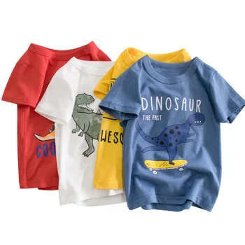 Marca de Ropa para Niños y niñas 2021 Verano Nuevos dibujos animados de Dinosaurios Patrón de Bebé Niños Niñas camiseta de Manga Corta de Una sola Pieza a la Venta