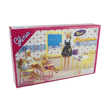Para Barbie Escuela Miniatura Juego en las clases de Conjunto con los Estudiantes de la Silla de Pizarra de los Maestros de escritorio Accesorios para Muñecas Monster
