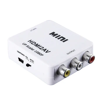 Mini 1080P HDMI de Vídeo y Audio AV RCA CVBS Adaptador Convertidor Para HDTV QJY99