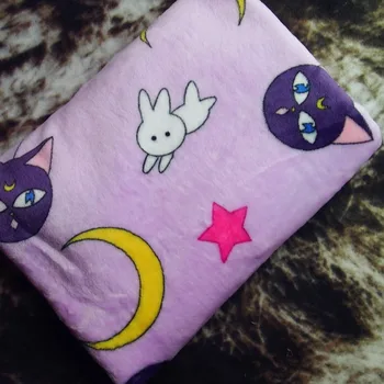 100x100cm/150x200cm sailor moon luna gato suave polar de coral manta de bebé sofá tirar de la manta de los niños de la hoja de cama colcha de adultos
